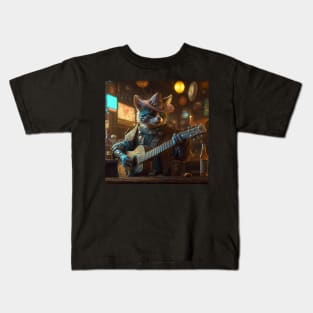 Cyberpunk Cat Singing Kids T-Shirt